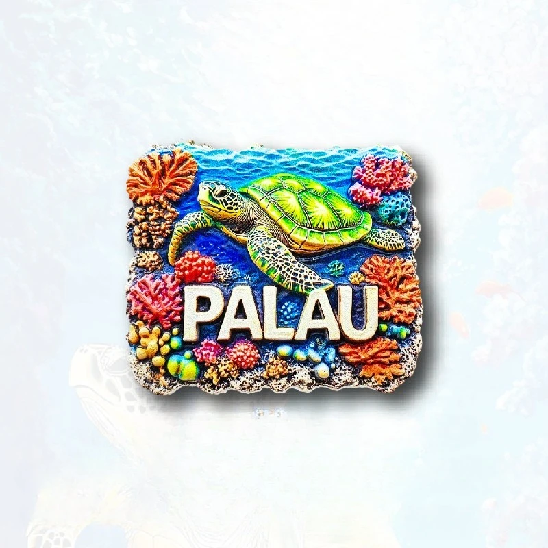 بالاو المرجان الشعاب المرجانية السلحفاة مغناطيس الثلاجة - ثلاثية الأبعاد الحرم البحري تذكارية ديكور المحيط الاستوائي هدية فريدة من نوعها المحيط الهادئ
