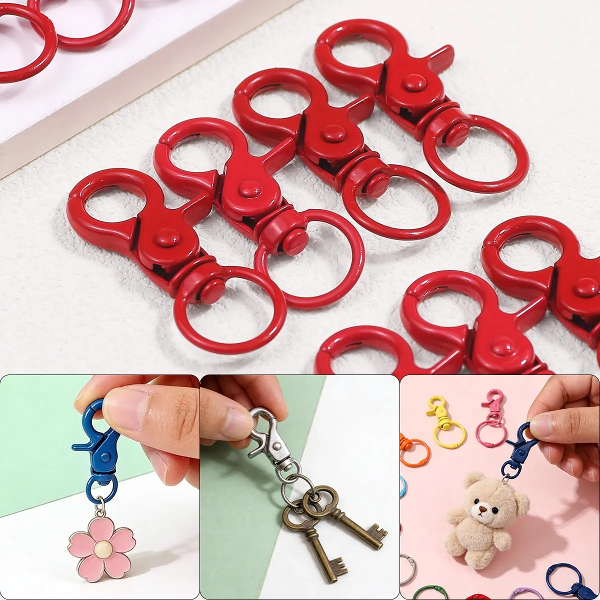 

5/10pcs 18x45mm Red Lobster Clasp Hooks for Jewelry Making Finding DIY Keychain End Connector Handbag Toy Doll Hook