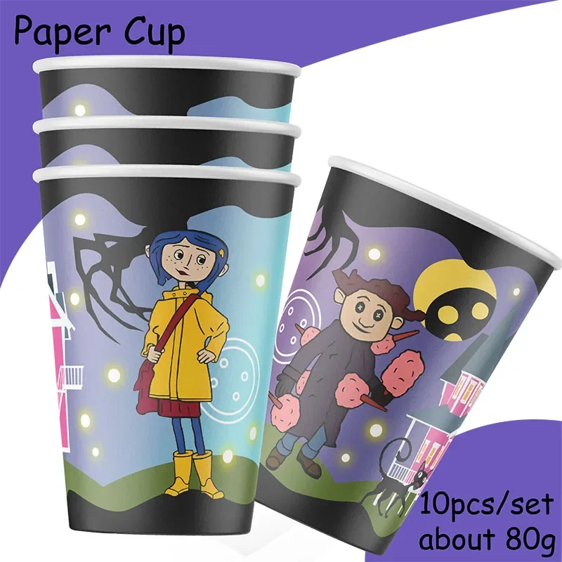 Cartoon Coraline theme party supplies tableware cup plate topper kid baby girls birthday party decoration baby shower