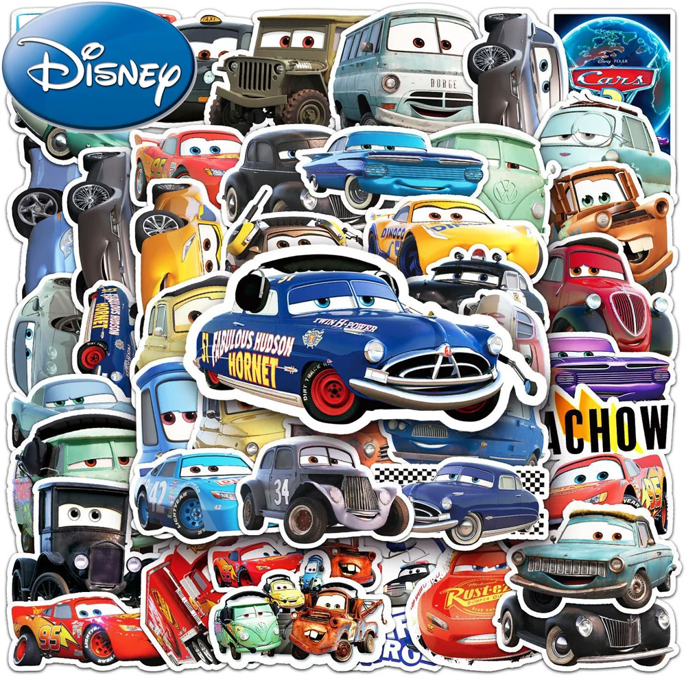 10/30/50pcs Kawaii Disney Anime Cars Stickers Cute Lightning Mcqueen Cartoon Decals Water Bottle Phone Notebook Graffiti Sticker