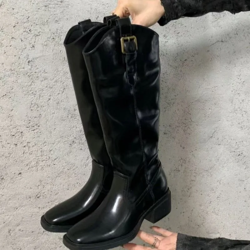 

Women's High Boots Elegant Winter New Heeled Shoes 2025 Trend Fashion Chunky Chelsea Boots Party Brand Pumps Zapatos Mujer Botas