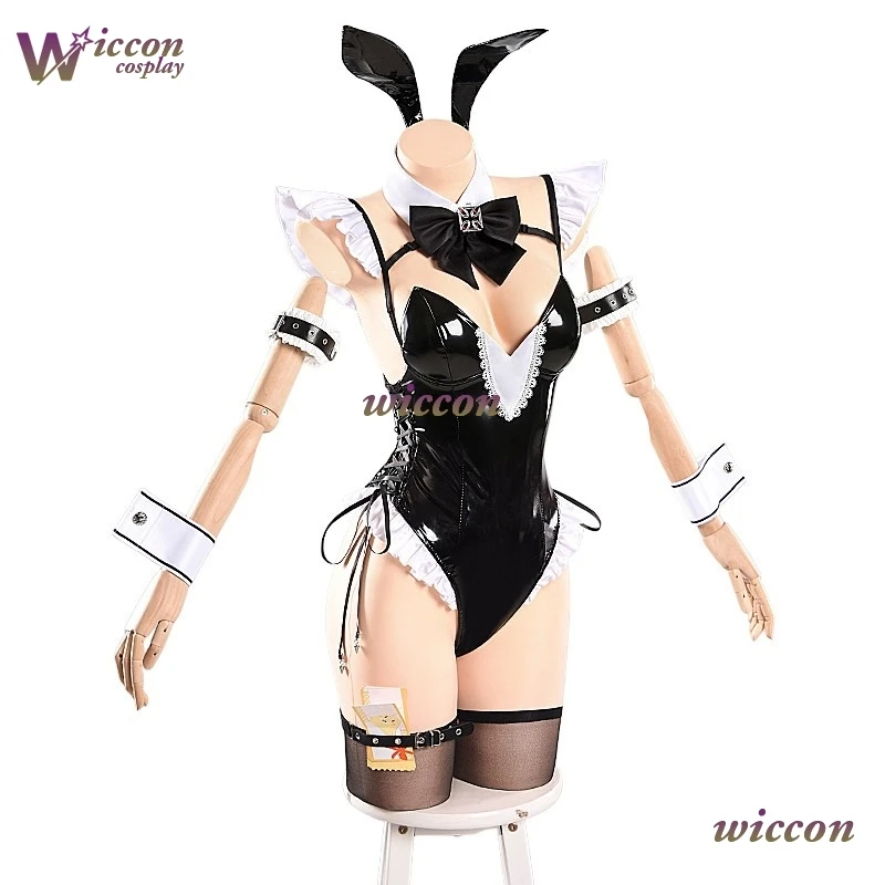 

Mag COS Game Azur Lane KMS Prinz Eugen Bunny Girl Cosplay Costume Sexy Dress Pu Leather Party Christmas Halloween