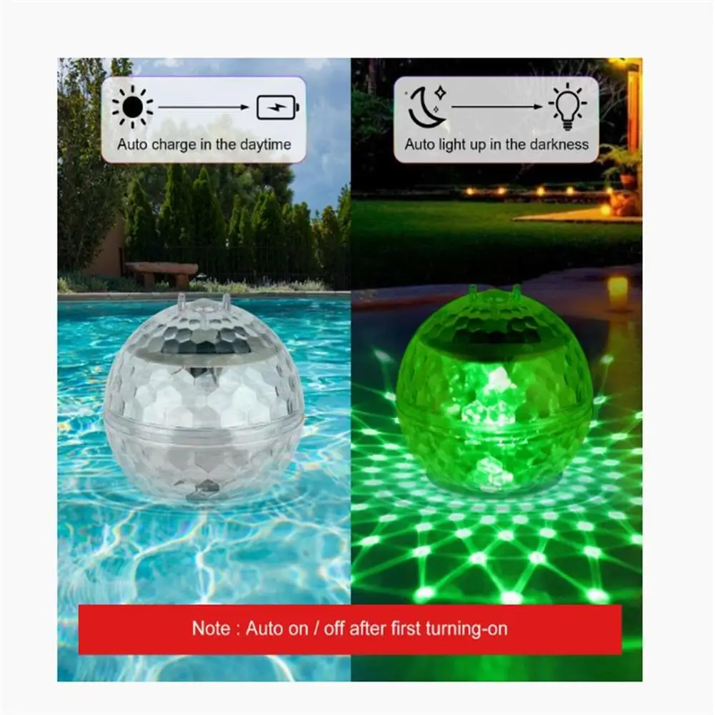 Round Solar Floating Pool Lights Solar Powered Energy-saving 7 Colors Changing Rotating Garden Lamp for Swimming Pond Lawn