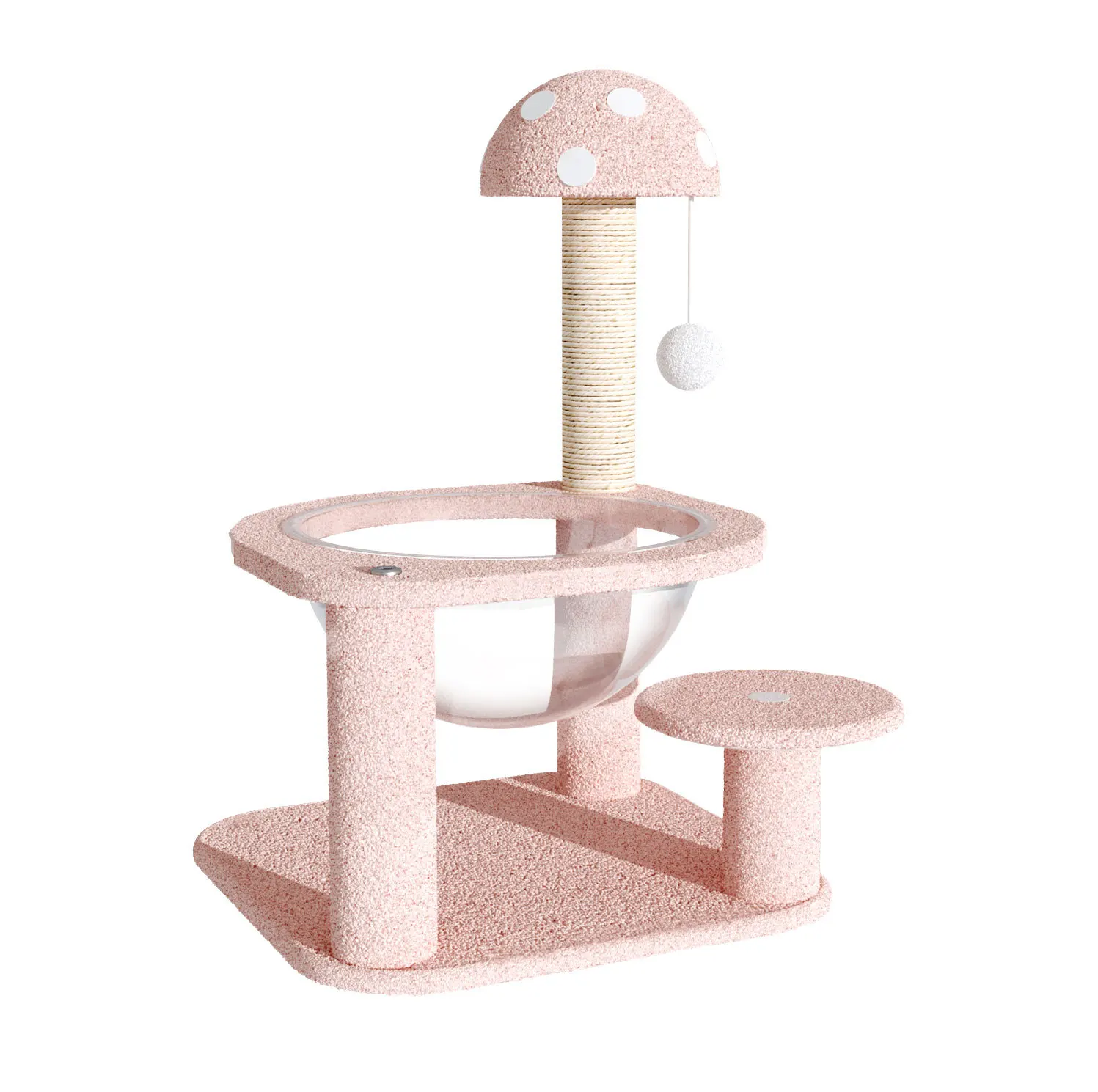 Árbol rascador compacto para gatos con cama integrada y juguete - imagen 2