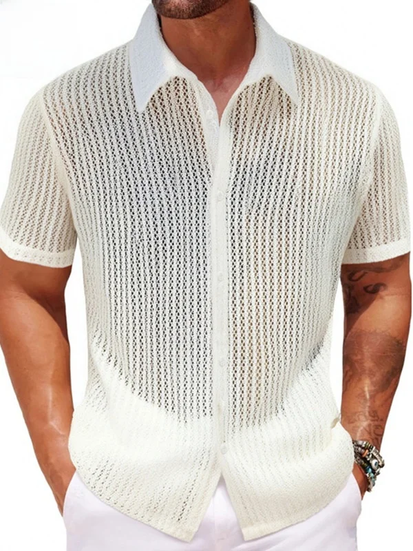 

Мужской повседневный трикотажный однотонный дышащий ort Sve с отложным воротником, летняя мода, свободный крой, полиэстер, тонкий полиэстер