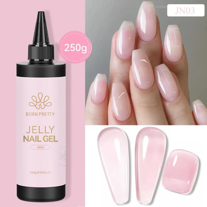 BORN PRETTY 250g Milky White Jelly Nude Gel Nail Polish Refilled Package Translucent Clear Semi Permanent Soak Off UV Gel image 3