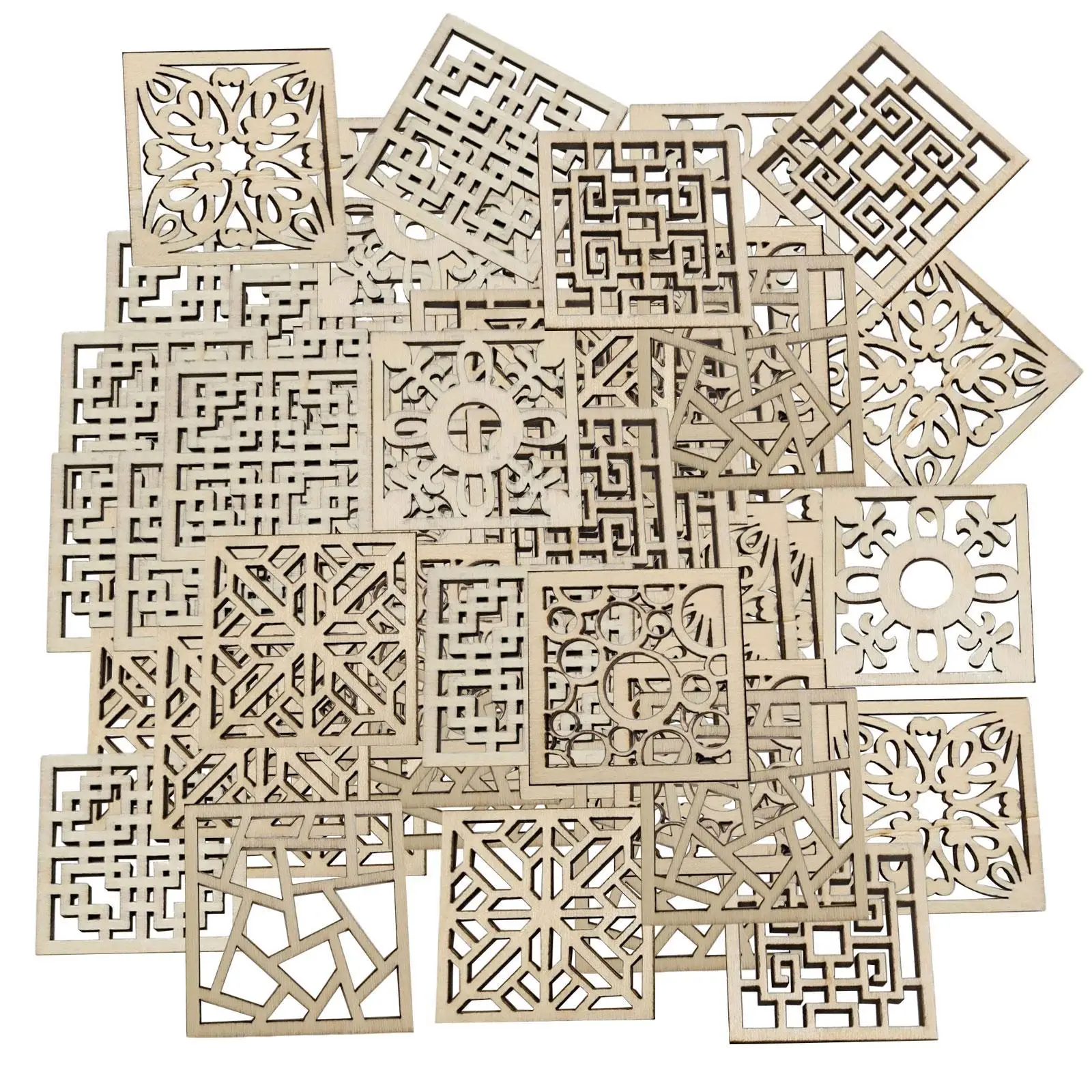 

100x деревянные украшения 4x4 см, маленькие квадратные полые цветочные ломтики для рукоделия, украшения, изготовление поздравительных открыток, сделай сам, поделки, живопись