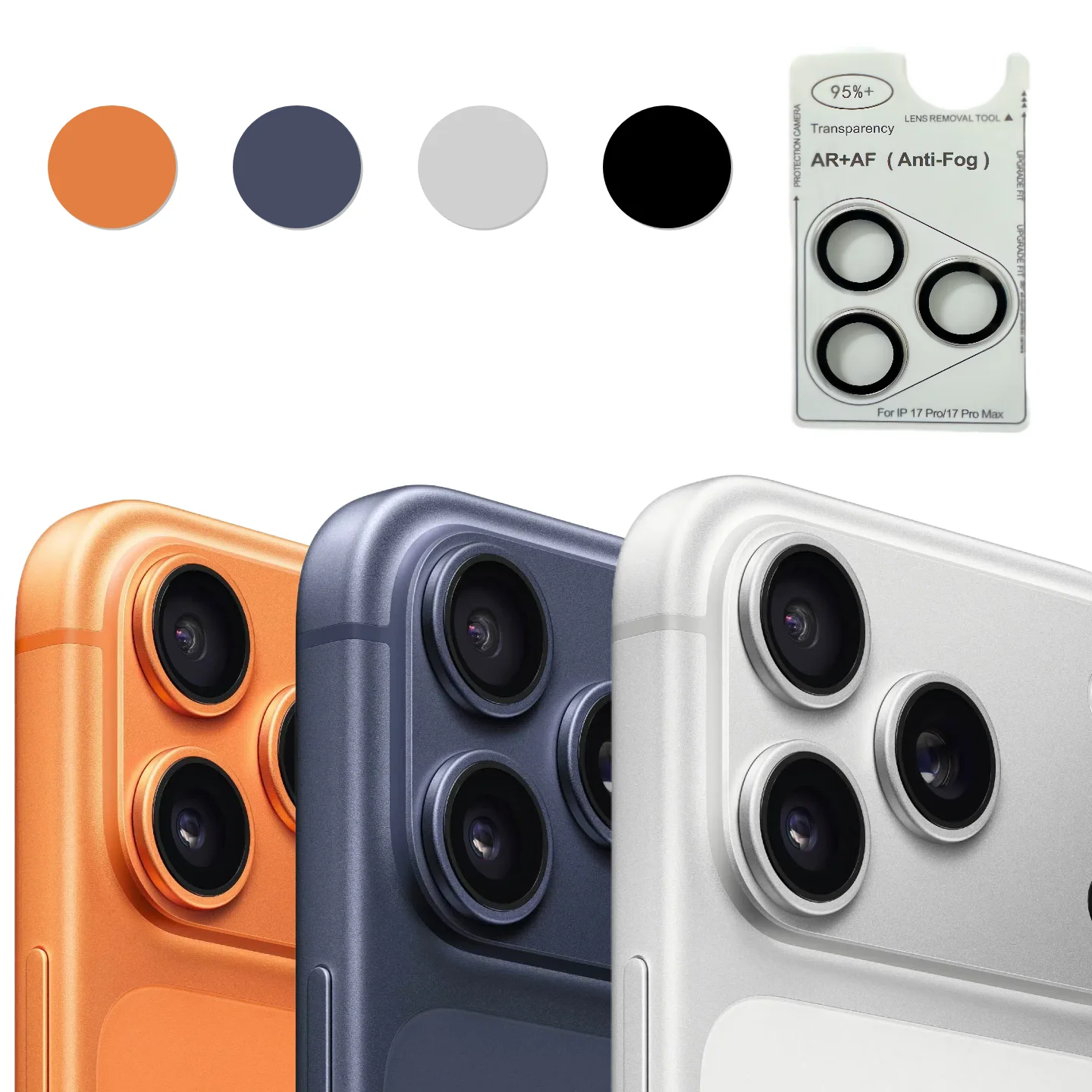 iPhone 17 Pro Max 17Pro AR Anti Nevoeiro Vidro Temperado Câmera Traseira Película Protetora Cor Original Prateado Laranja Cinza Azul