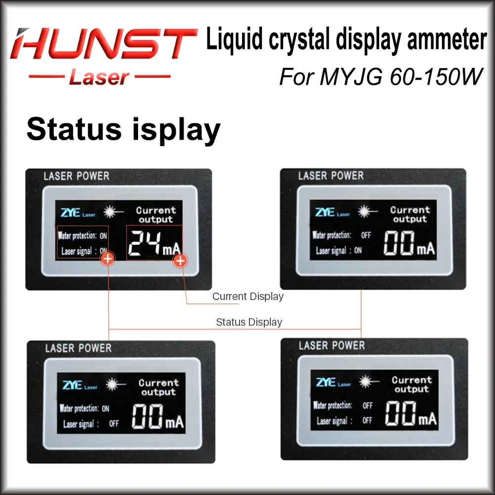 Imagem -04 - Hun- Display Lcd para Medidor de Corrente Myseries 60w 80w 100w 130w Tela Externa Fonte de Alimentação a Laser Co2