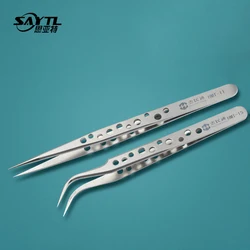 SAYTL Electronics precision tweezers Curved Straight Tip Anti-static ESD Stainless Steel Forceps SMD Phone Repair Hand Tools