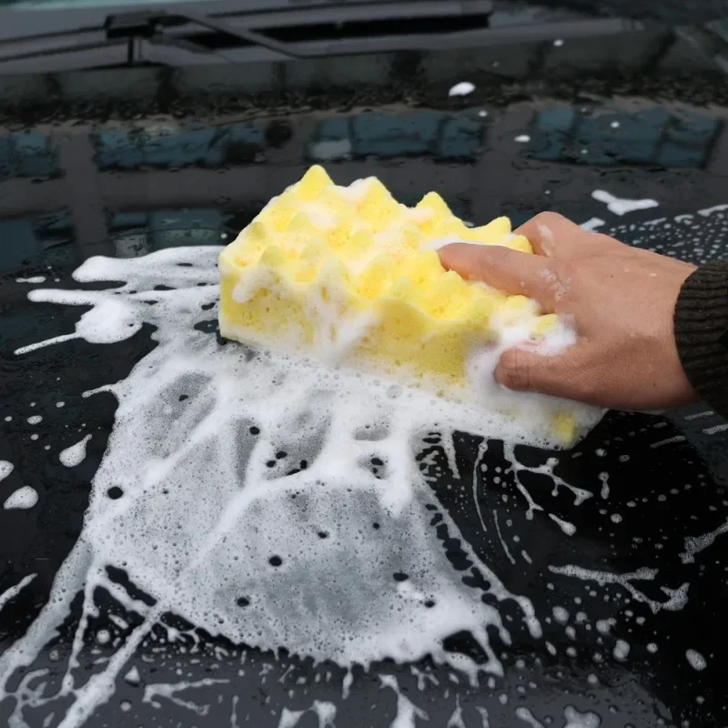 Large Car Cleaning Sponge Block Car Body Wash Stain Removal High Density Wave Pattern Water Absorbent Sponge Car Paint Care Tool