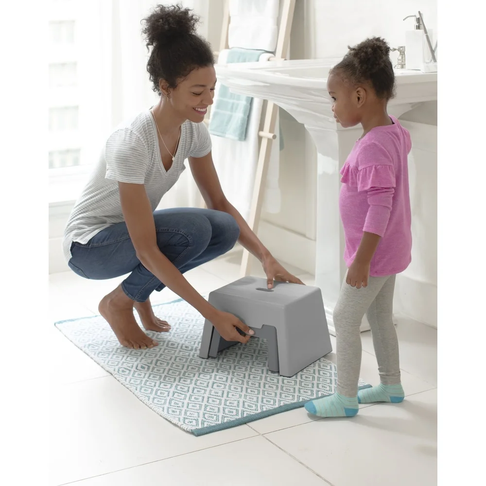 Toddler Step Stool 2-in-1 Space Saving Design Non-Slip Bases Adjustable Height Nesting Stools Potty Training Kitchen Helper