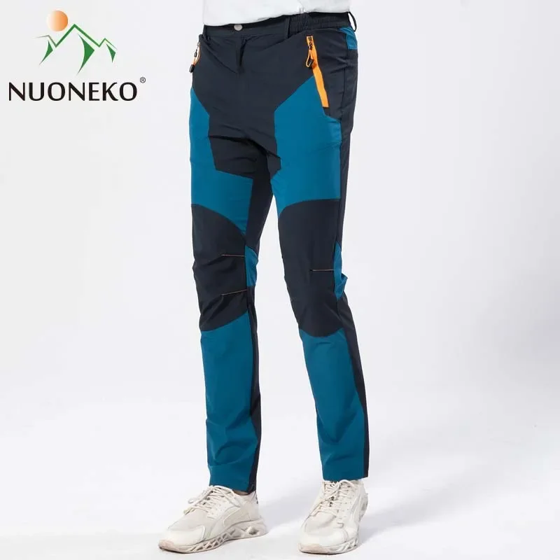 

NUONEKO Elastic Men Summer Hiking Pants Breathable Wear-resistant Water Splash Prevention Quick Dry UV Proof Climbing Trousers