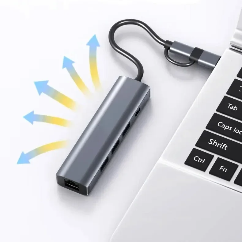 USB C HUB USB-C USB-A Multiport Adapter Type C USB 3.0 Data Transfer Gigabit Ethernet RJ45 Stacja dokująca do MacBooka Pro — zdjęcie produktu 6