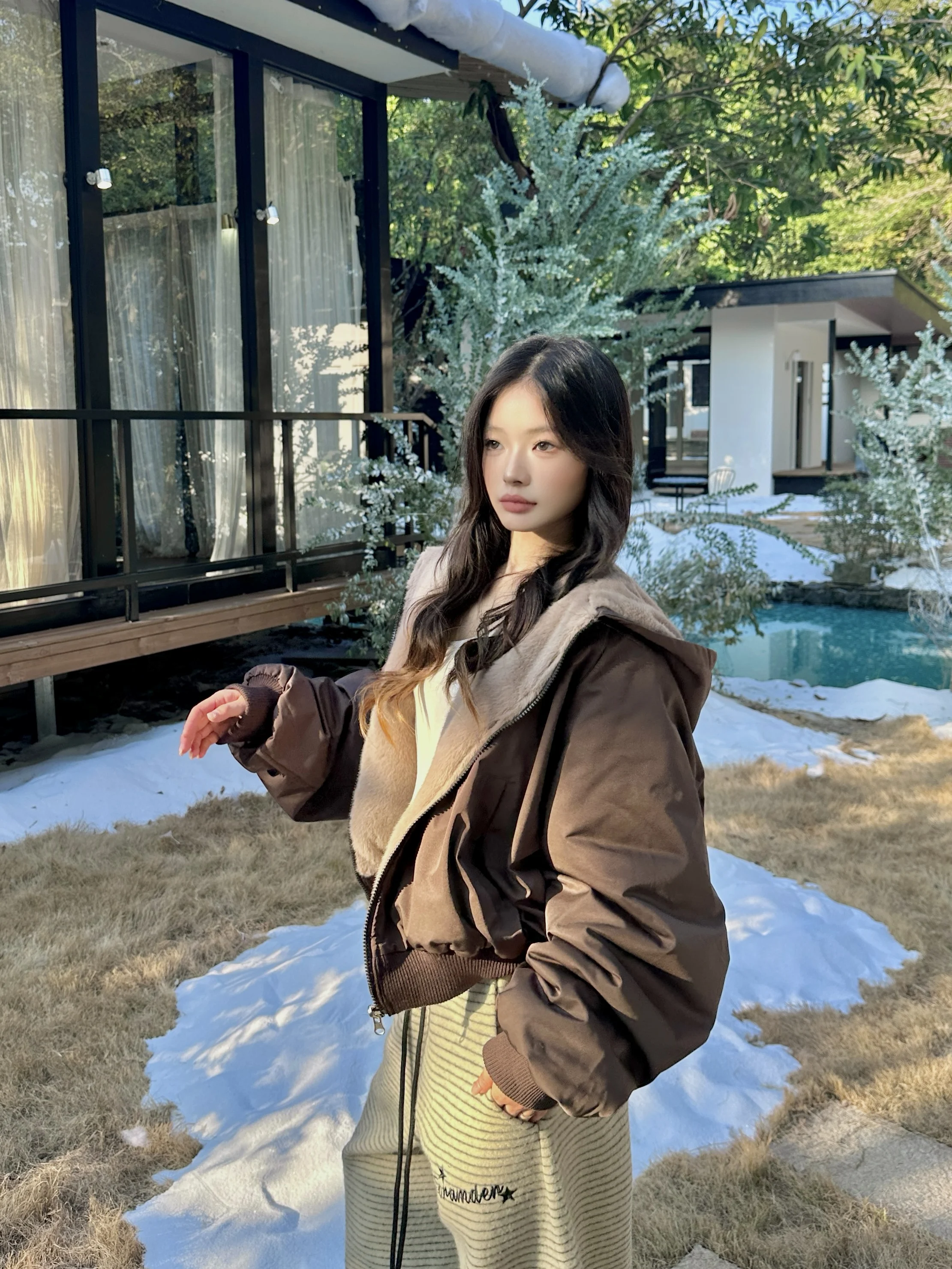 

Ретро-куртка в американском стиле, двусторонняя, с капюшоном, из хлопка, для женщин, зимняя, свободного кроя, теплая, для повседневной носки, верхняя одежда