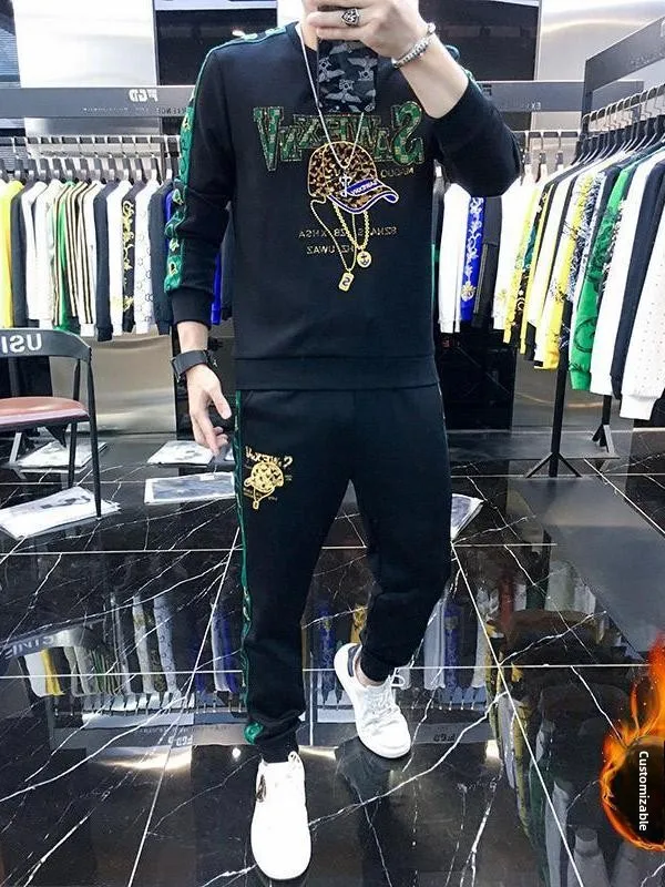 

Men's Premium Fce Lined Hoodie Sweatirt Casual Sportswear Set Trendy Brand Autumn Winter New Arrival Two Piece Suit