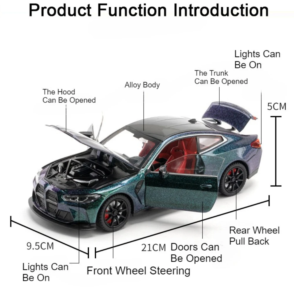 Modelo de coche teledirigido M4, escala 1:24, 530Li, puertas de juguete, sonido abierto, luz, extraíble, vehículos fundidos a presión de Metal, modelos de colección, Juguetes