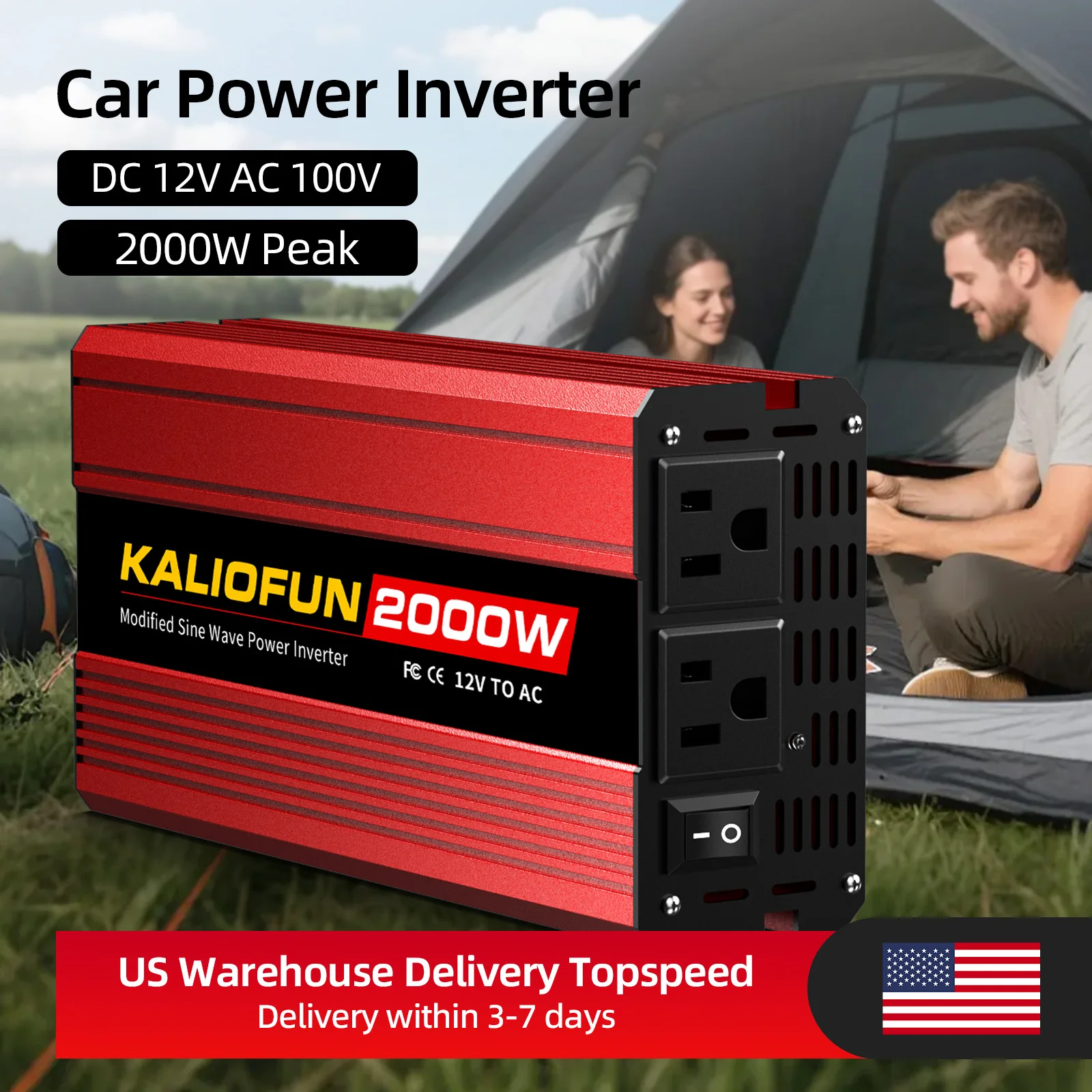 

Инвертор аварийного питания Kaliofun, стандарт США, 12В в 110В, 1500-3000Вт, модифицированная синусоида, для автодомов и домашнего использования при отключении электричества