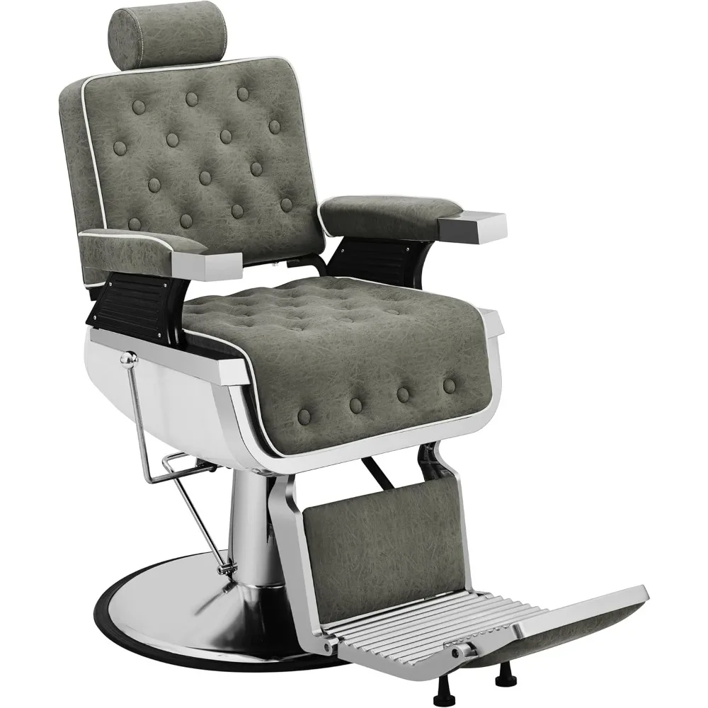 Heavy Duty Reclining Barber Chair,Professional Vintage Hair Salon Chair for Hair Stylist,All Purpose Beauty Shampoo Chair