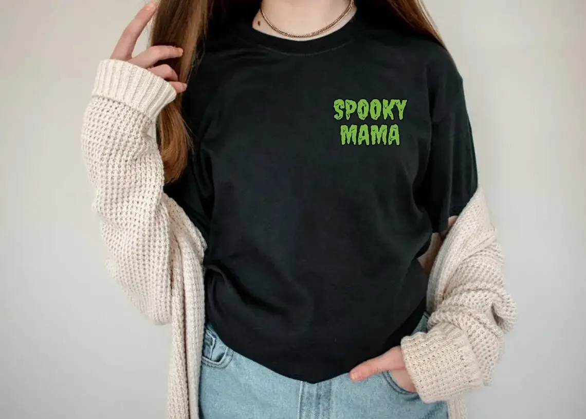 Spooky Mama T Shirt Cute Halloween Season Momster Mom Funny Oversized