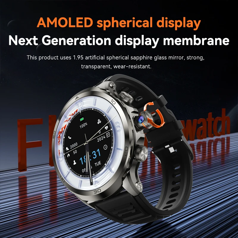 2025 NIEUWE 4G Volledige Netcom H19 Smartwatch Android systeem 1.95 inch 720*720 Amoled Scherm Roterende Camera Mannen Smart Horloge GPS WIFI
