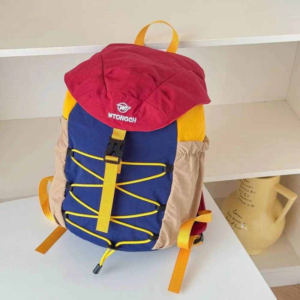 Creative Drawstring Sports Backpack Lightweight Large Capacity Sports Backpack Wear-Resistant Color Block Travel Backpack School