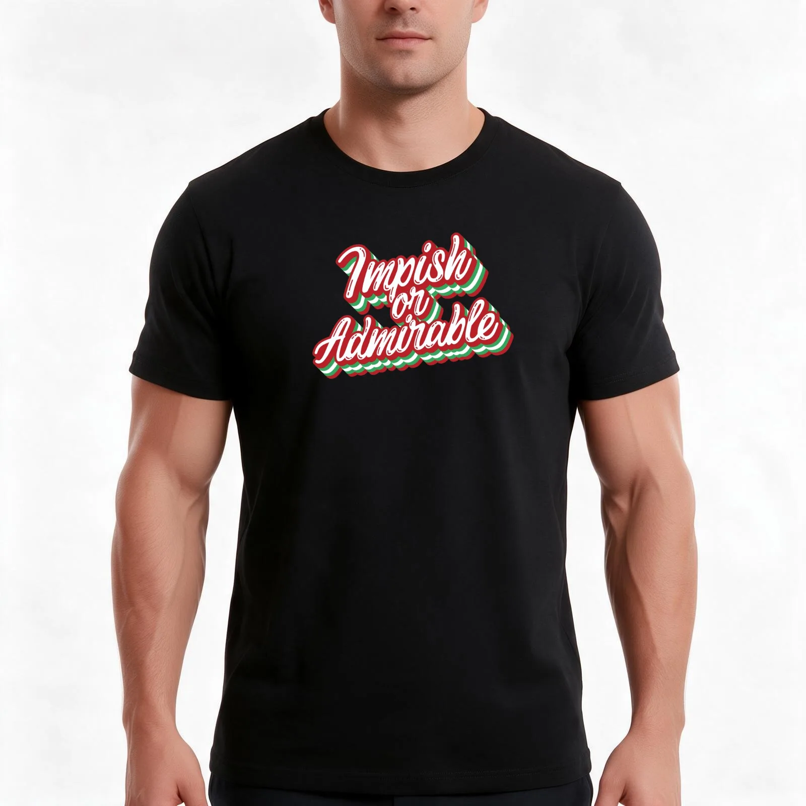 Impish or Admirable Belsnickel Christmas Typography The Office Fan T-Shirt, Summer Casual Cotton Tee, Oversized Streetwear Tops