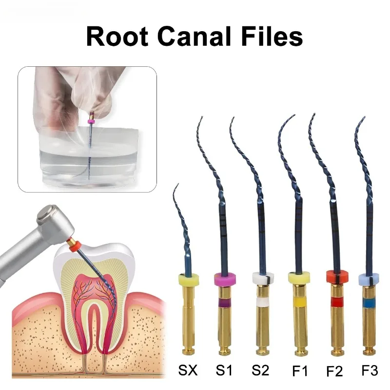 6pcs/Box Dental SX-F3 Blue Files Heat Activated NiTi Canal Root Files Can Bend Endodontic Treatment Rotary File 31mm