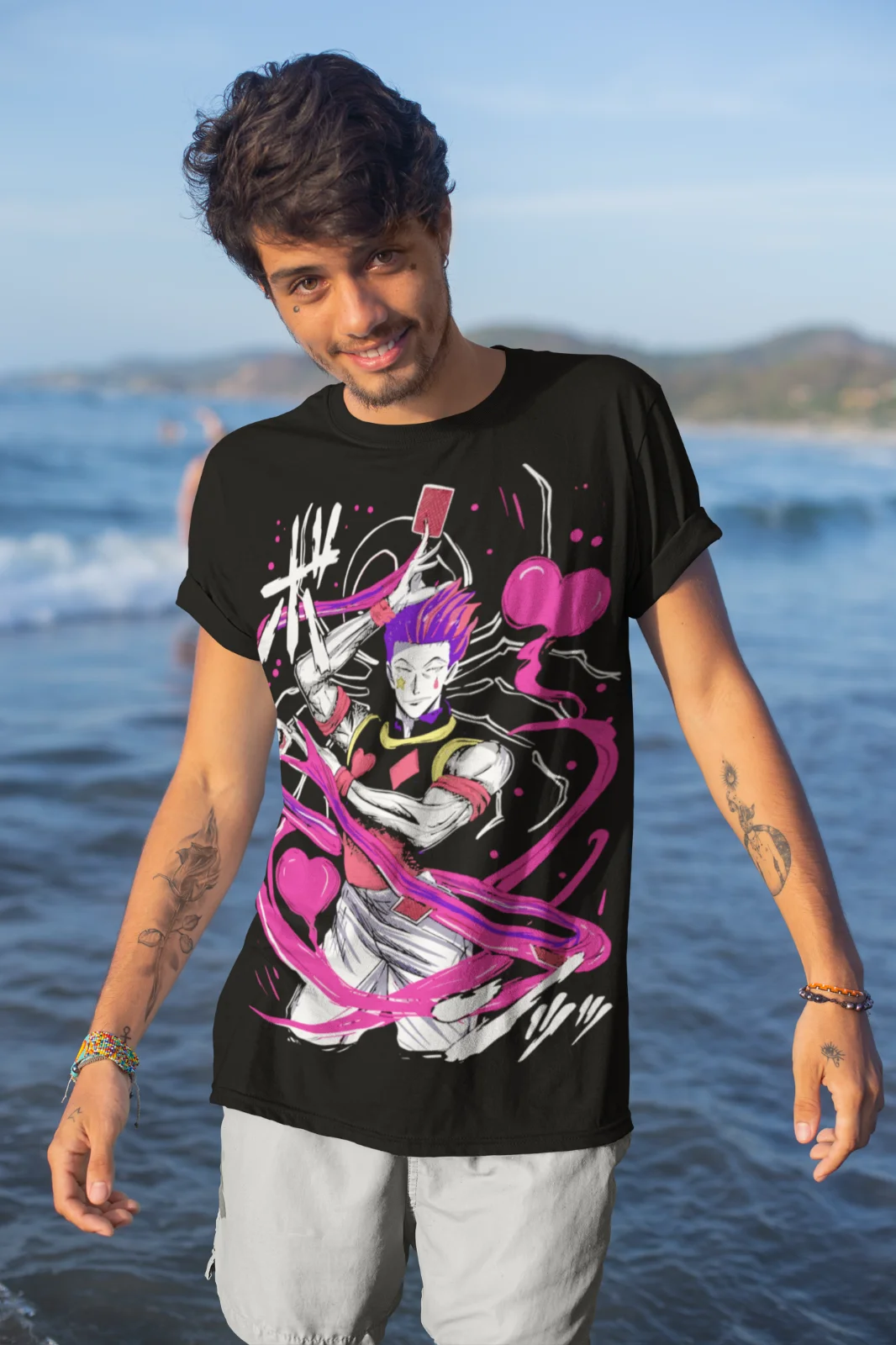 Hisoka Shirt Hunter X Hunter Manga Strip HXH Anime Unisex T-Shirt Soft Tee - view 6
