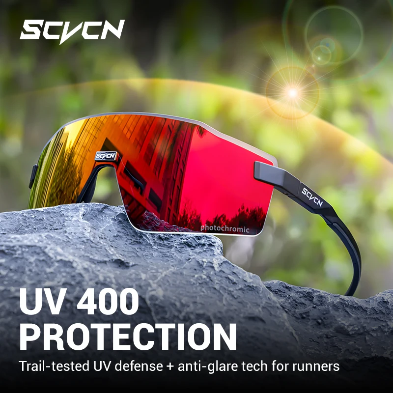 SCVCN New Photochromic Outdoor Cycling Sunglasses Bike Cycling UV400 Eyewear Men Women Bicycle Mountain Sports Running Eyewear