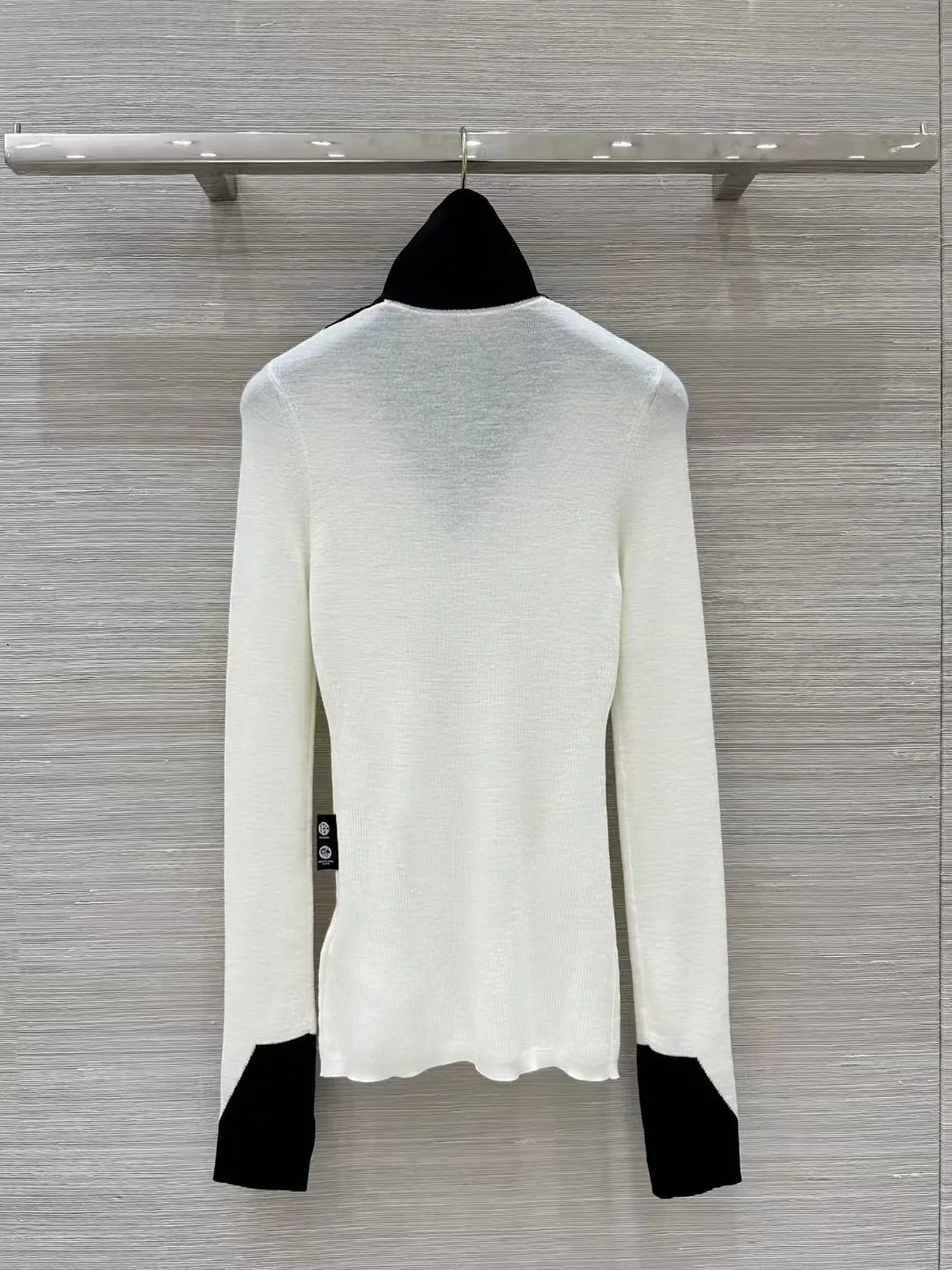 High end customized women's versatile contrasting small stand up collar half zipper knitted sweater