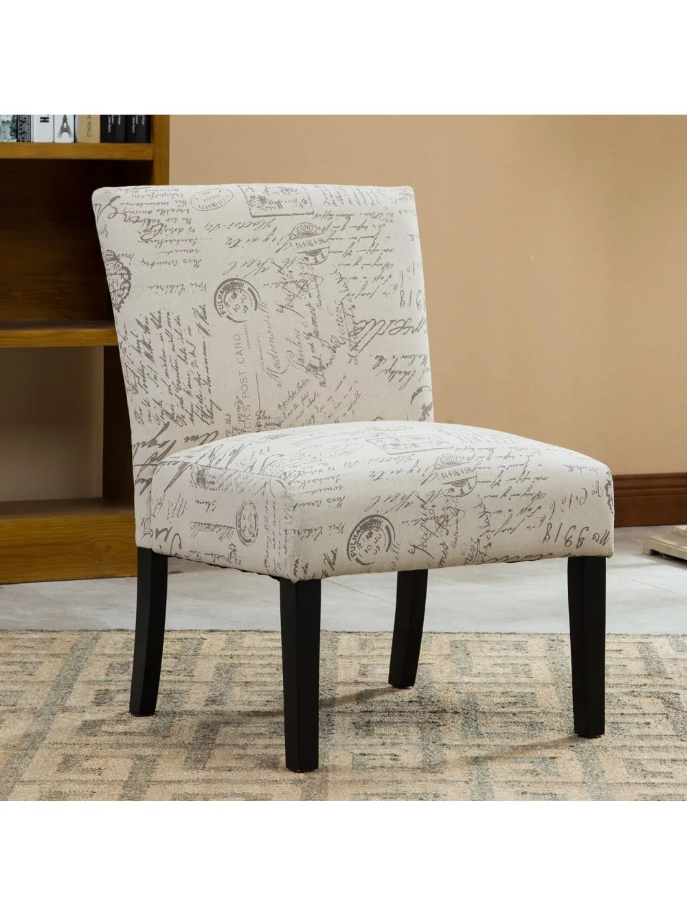 

Botticelli Fabric Armless Contemporary Accent Chair, Script Print