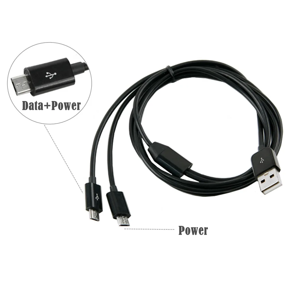 Andr Oid Data Micro 5P Data One To Two USB Power Bank Universal 2-in-1 Charging Cable