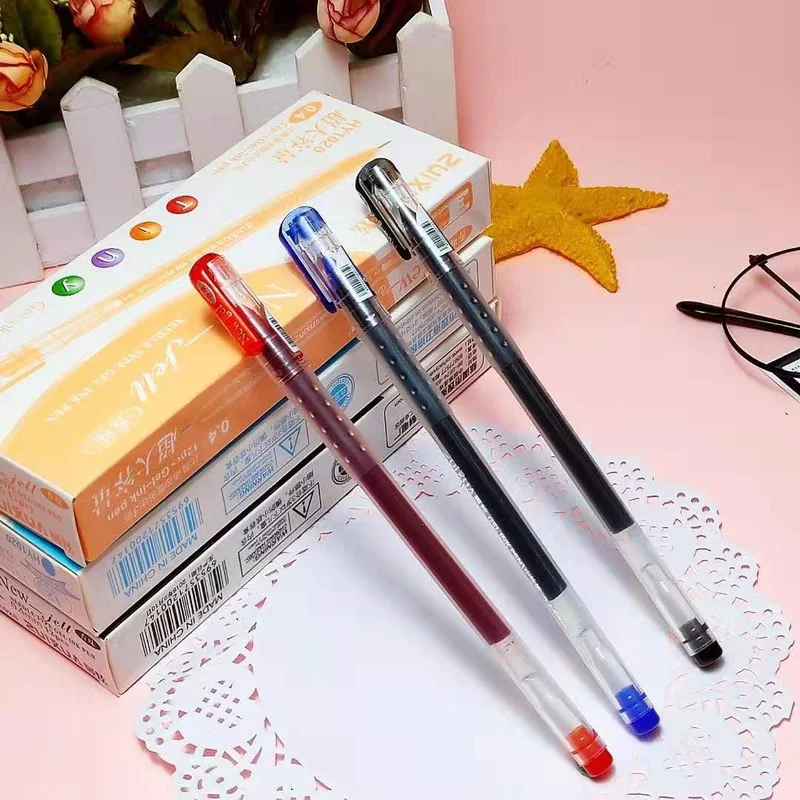 Gel Pen 0.4mm Black Blue Red Ink Pens Large Capacity Writing Smooth School Student Pens Office Stationery