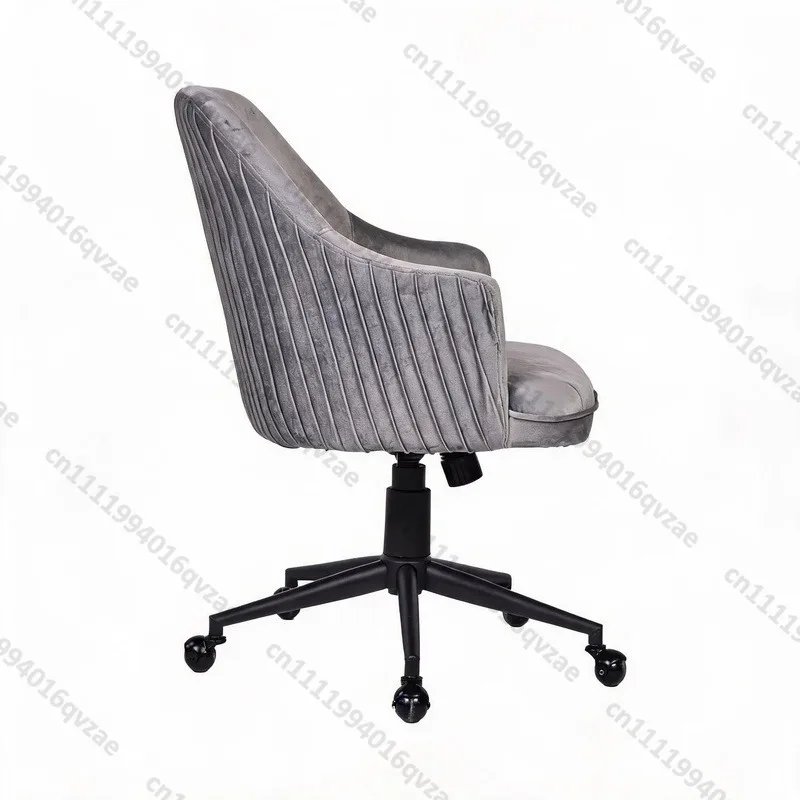 Modern Style Velvet Fabric Executive Back Office Chair Adjustable Height Nylon Casters