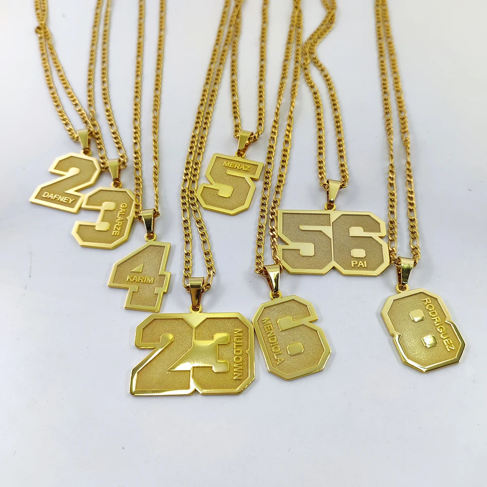 

Custom Lucky Number with Name Pendent Necklace Engrave Personalized Letter Sports Number Pendant Varsity Sports Jewelry Gift