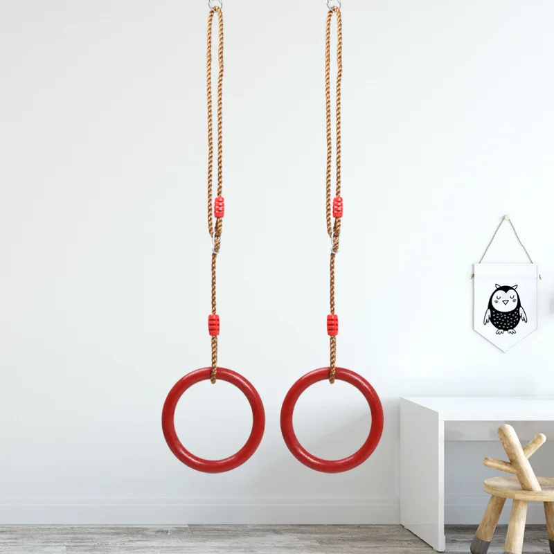 Anillo redondo de madera para escalada en interiores y exteriores con columpio de calidad Ropegood, anillos de entrenamiento de fuerza de madera, columpios de juguete