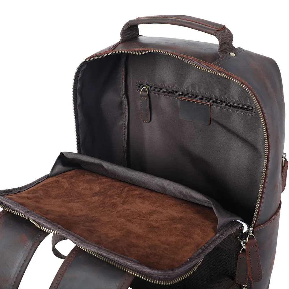 S.WORKER Vintage Echtleder-Rucksack Laptop-Tasche Crazy-Horse-Leder Schultasche Outdoor-Reise-Weekender-Schultertasche – Detail 13