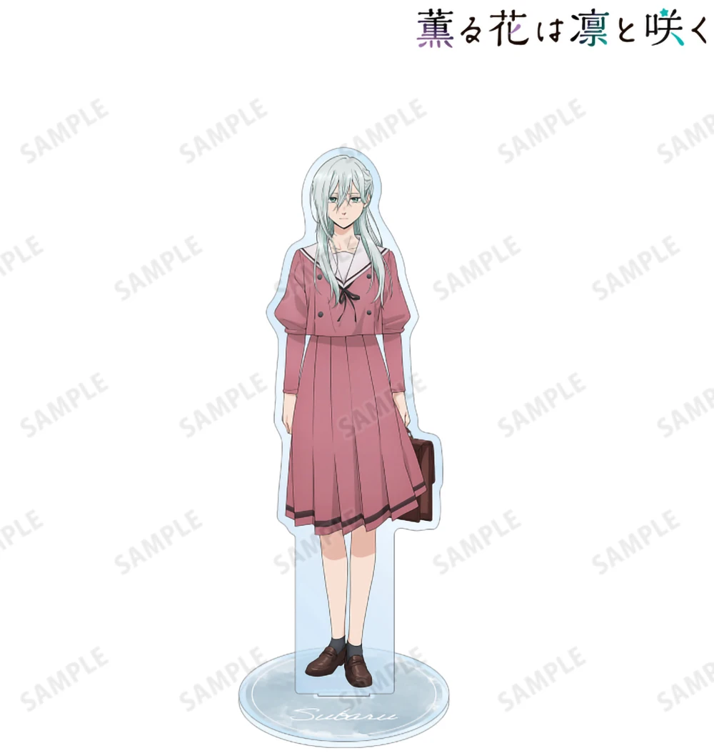 زهرة عطرة تتفتح مع حامل أكريليك كبير كرامية لشخصية الرسوم المتحركة للمدرسة، هدية قابلة للجمع لعرض المكتب الشهير