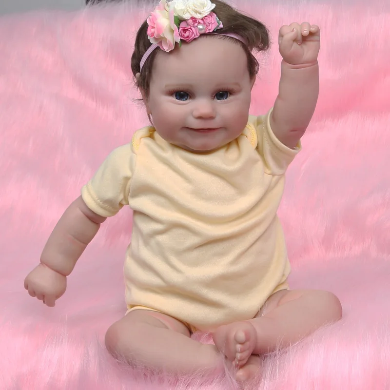 20Inch Already Finished Reborn Baby Doll Maddie Smile Girl Handmade 3D Skin Visible Veins Art Collection Doll Toy Figure Gift