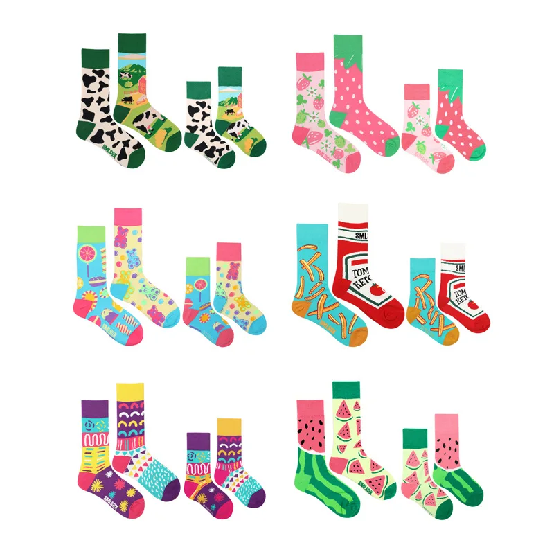 

New Asymmetrical Couples AB Mandarin Ducks Medium and High Sleeve Fashion Sports Color Cotton Socks Jacquard Cute Socks Woman