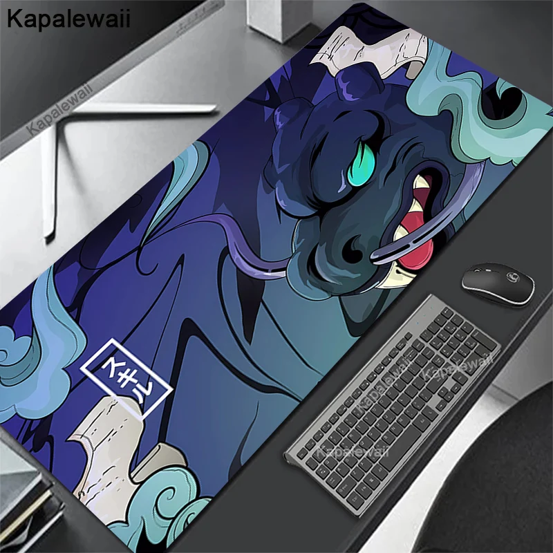 Oni-Grand tapis de souris de jeu japonais, noir, table, bureau, polymères, grand, Sub Gamer, média, 90x40, tapis de clavier, société, 100x50