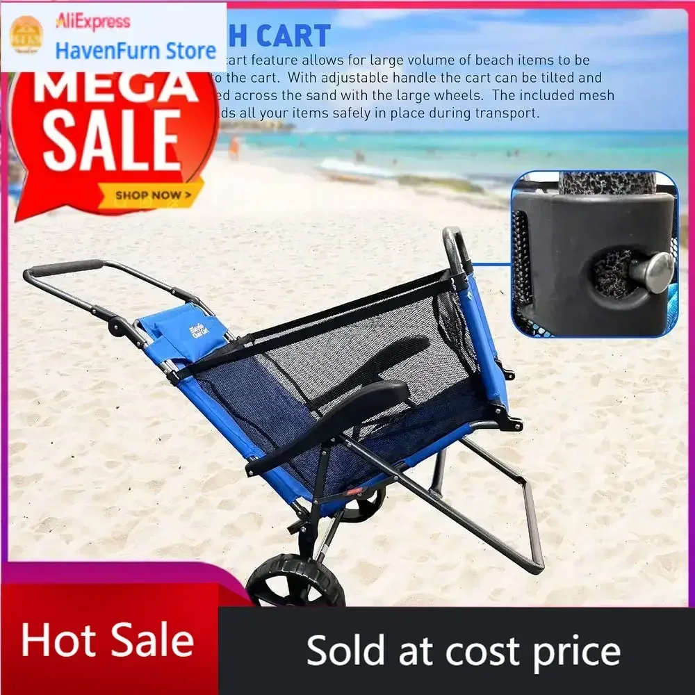 Activity priceActivity limited-time pricePromotionConvertible Beach Cart with Chair, Large Wheels, Easy Transport, Spacious, Blu