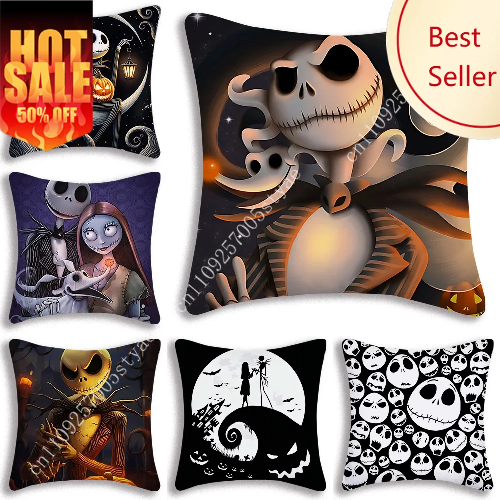 

Jack Skellington Pillowcase Disney Cartoon Pillow Case Soft Bed Decoration Child Holiday Party Boy Girl Gift Custom Pillow Cover