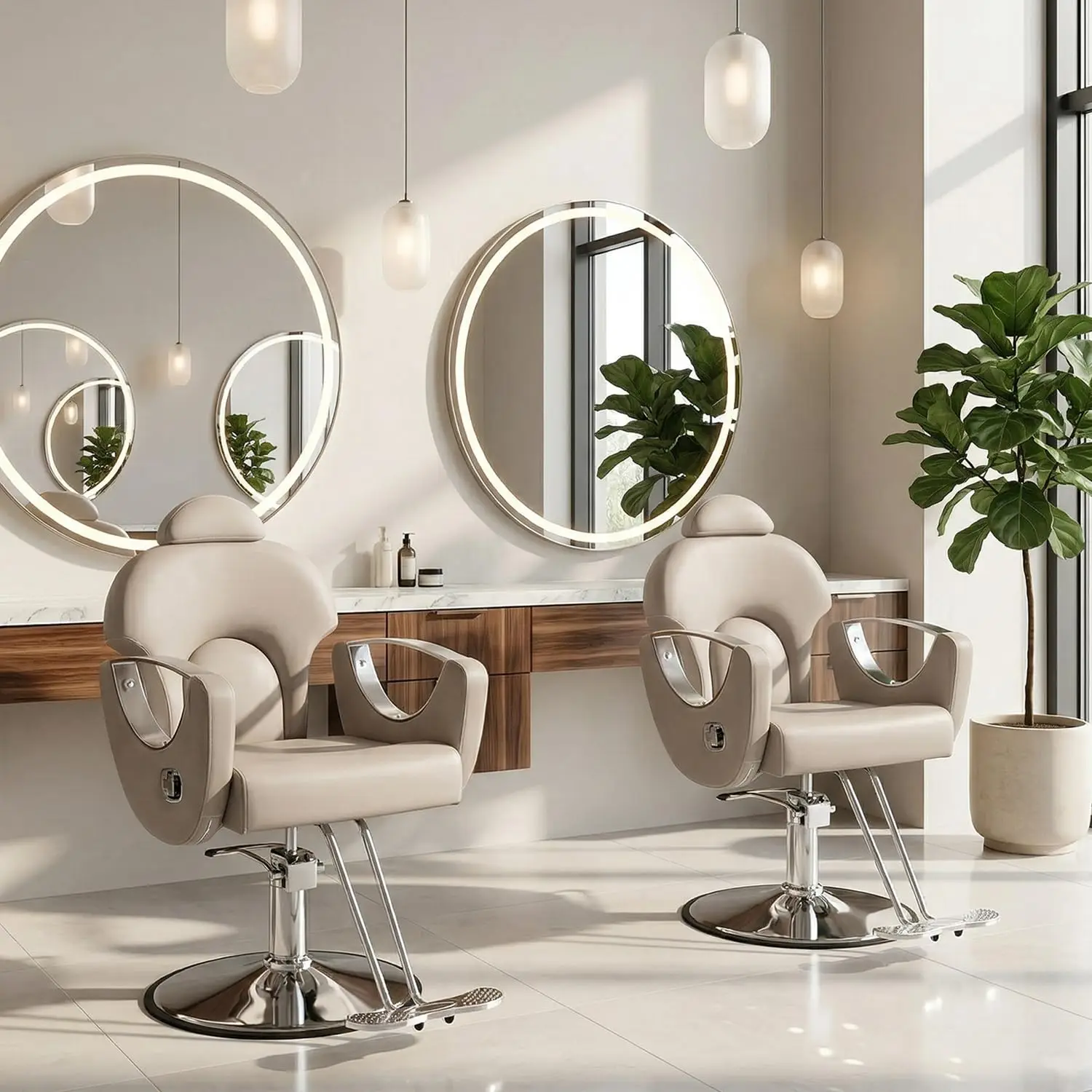 Salon Chair 360° Swivel Adjustable Height Hydraulic Heavy Duty Hair Cutting Shampoo Tattoo Light Gray, Customized