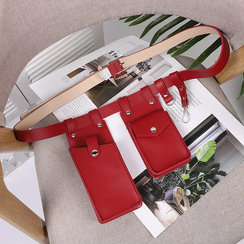 Zwei Stück Lokomotive Paket Neue Telefon Taschen Weibliche Umhängetasche Modische PU Gürtel Taille Tasche Trendy Umhängetasche – Detail 15