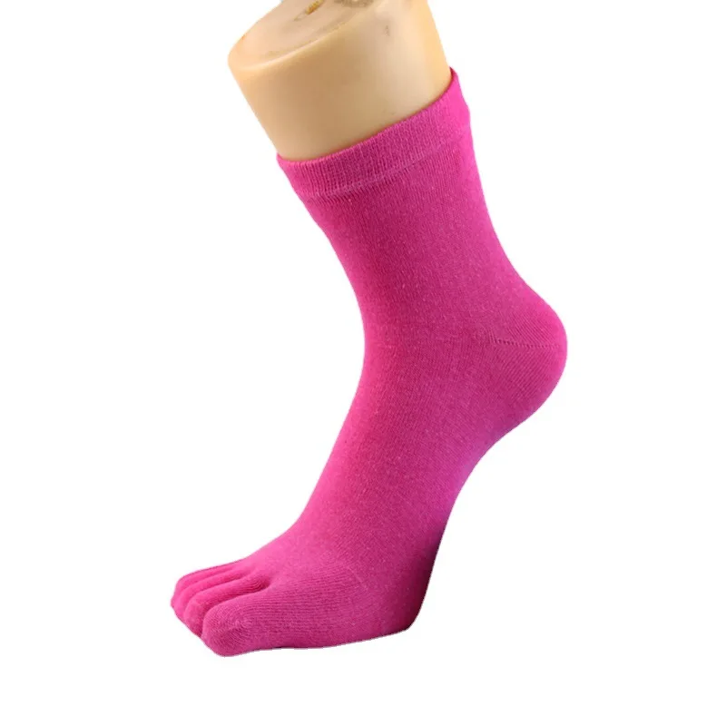 

Toe Socks Five-finger Women Cotton Solid Color Ankle Tube Pink Socks Set