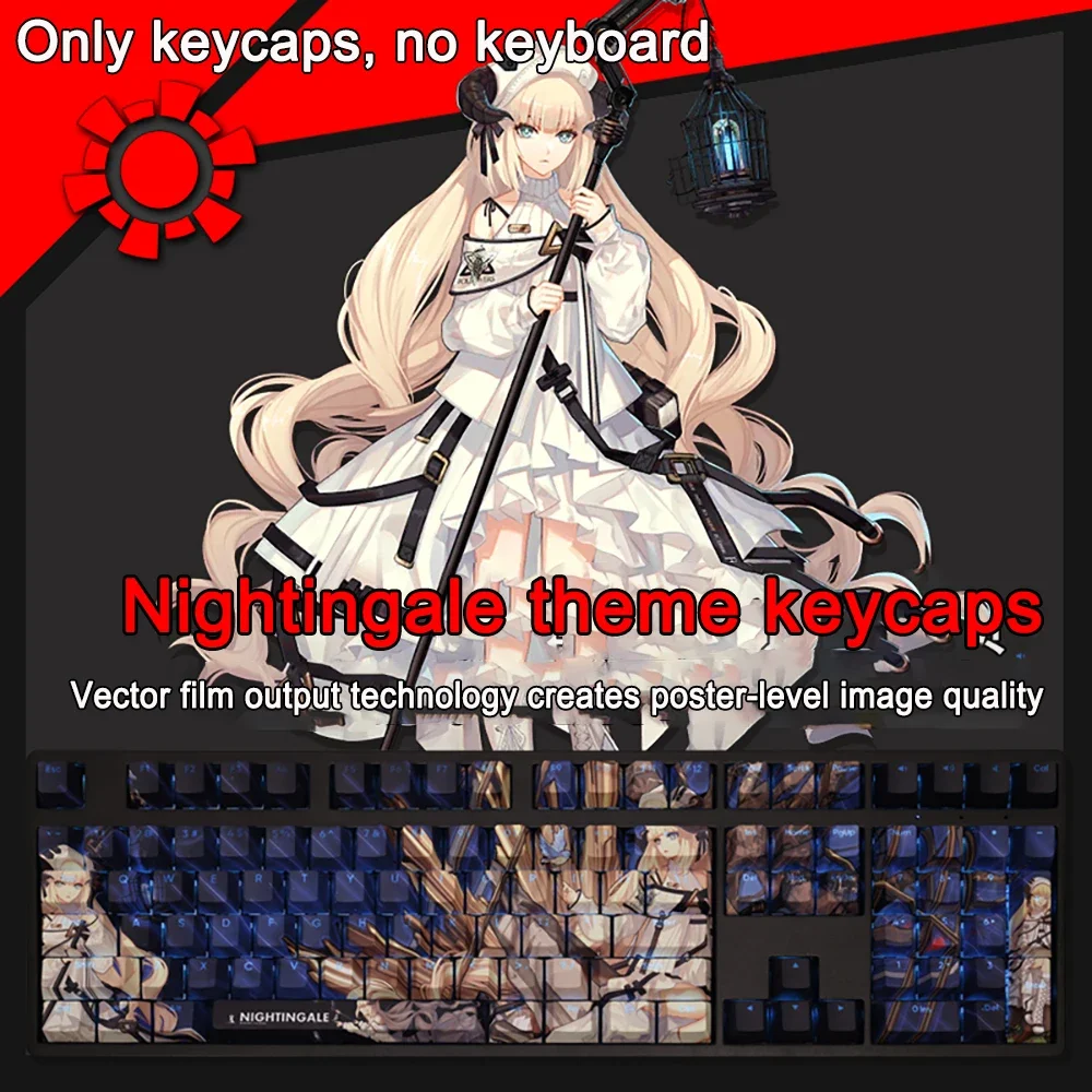 Game Arknights Honeyberry Alle Charaktere Tastenkappen PBT Dye-Sub Cherry Hintergrundbeleuchtete Tastenkappen Anime-Tastenkappen für ANSI 61 87 108 Layout – Detail 32