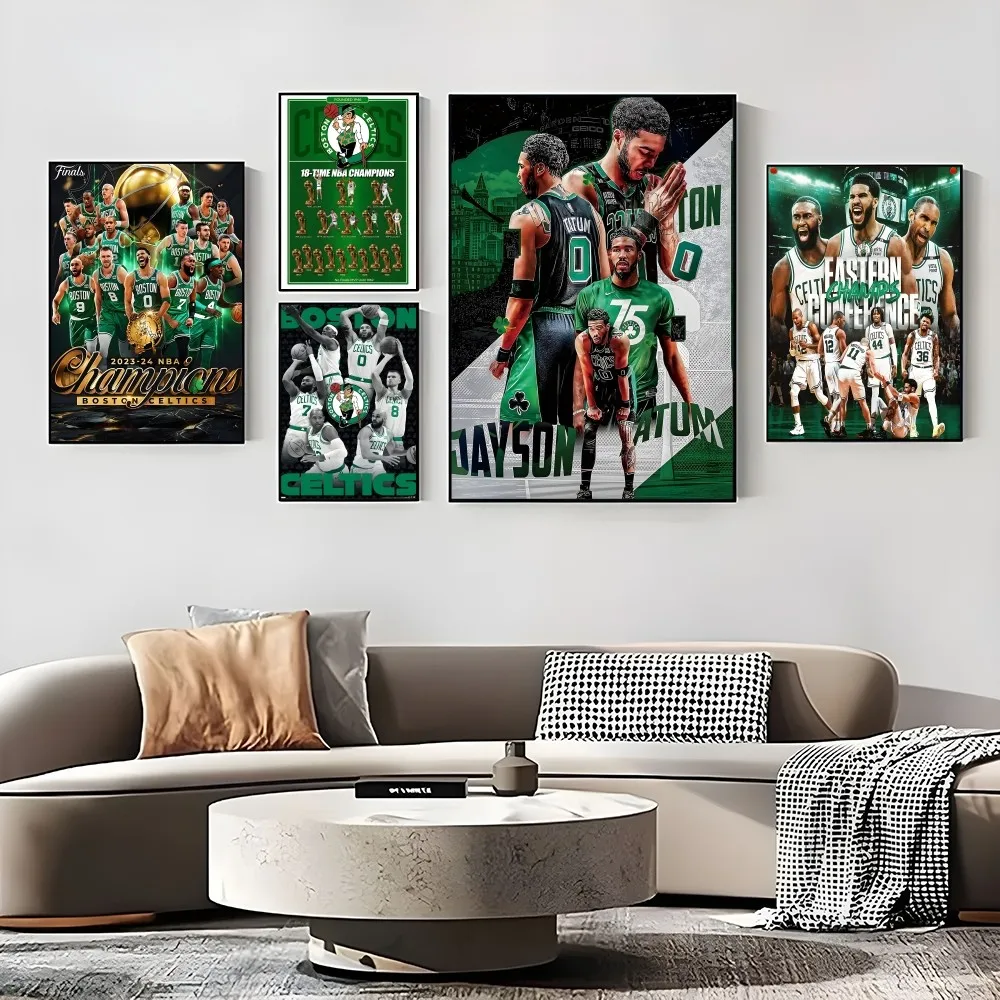 B-Boston-Celtic J-Jayson Tatum Jaylen B-Brown Poster Prints Perfect Design Nordic Modern living room Home Decor Gift