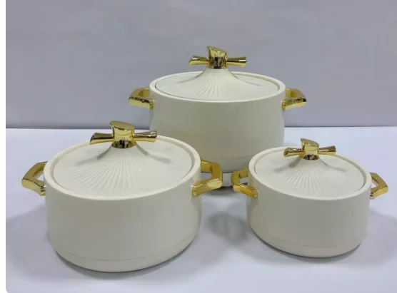 

African household kitchenware color stainless steel plastic pot cookware set 4-pcs food insulation container set